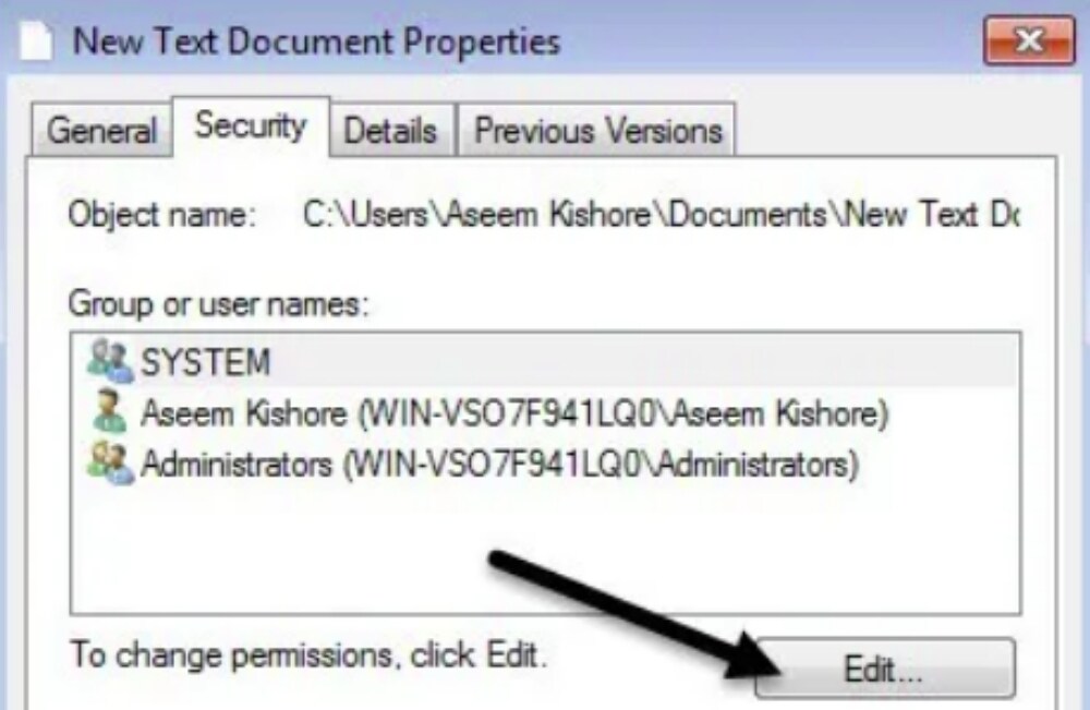 get permission from windows explorer